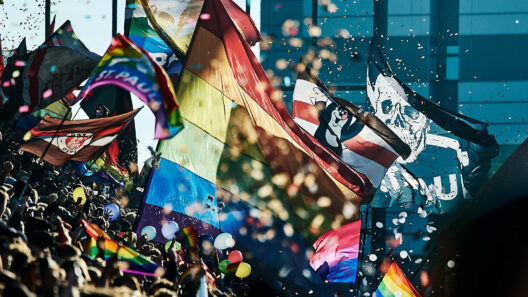 Buntes Spiel auf den Rängen