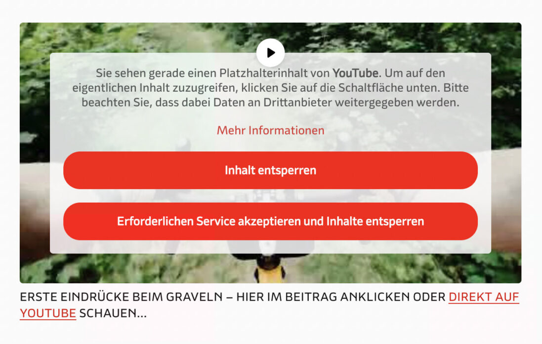 Ein Platzhalterbild zeigt die Schaltflächen zum Entsperren von YouTube-Inhalten auf einer Webseite für YoutubeContentBlcoker.