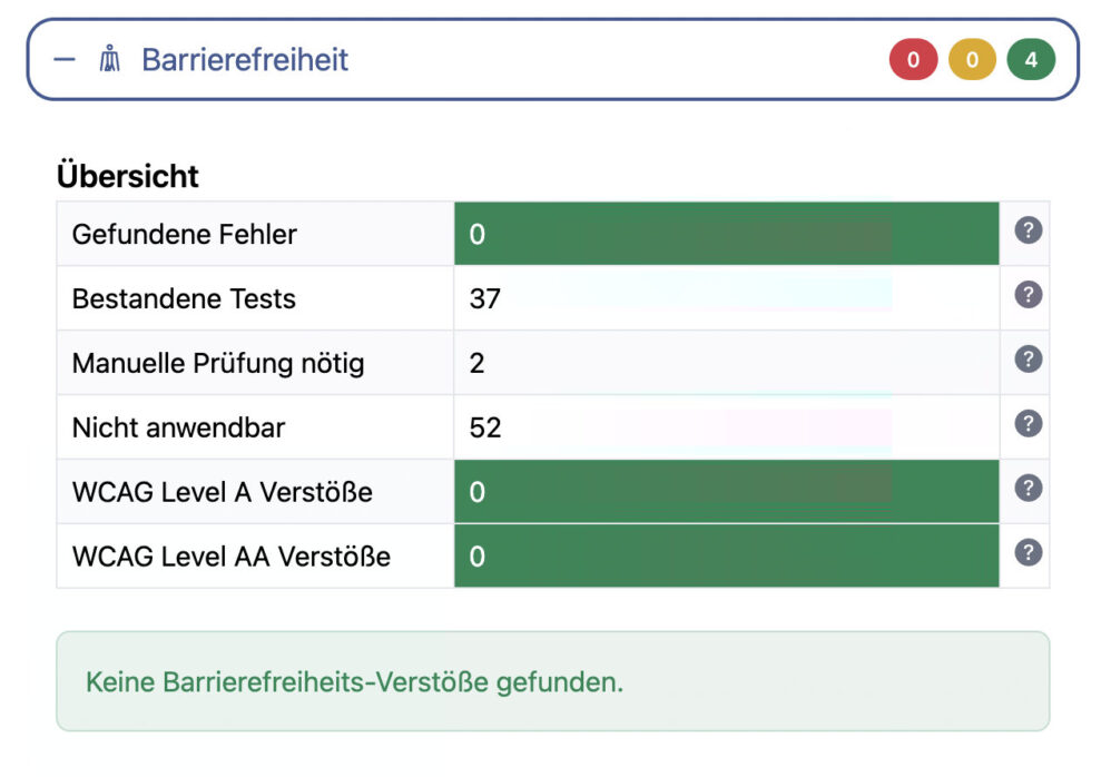 inspectWP hat die Farben meines Blogs auf Barrierefreiheit geprüft