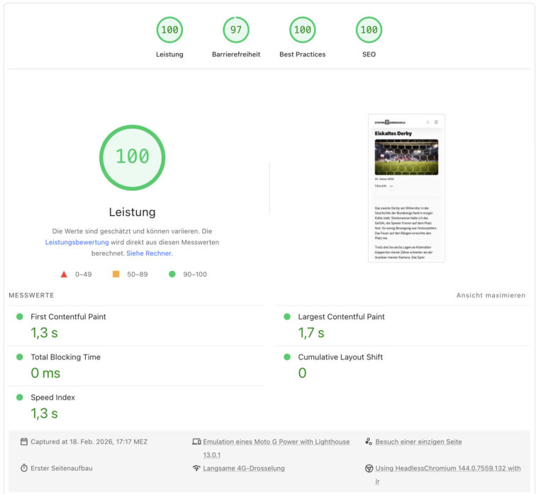 Tolle Pagespeed Werte Dank Entshitification